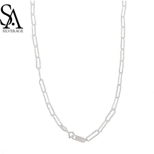 SA SILVERAGE Sparkling Flower Word Necklace S925 Body Pure Silver Simple Sweater Chain Bare Chain 6g