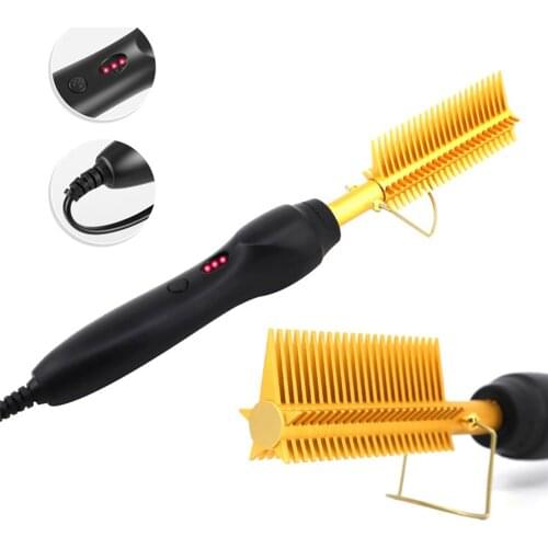 Pressing Hot Press Comb Portable Brush for Afro Hair Men Women AU Golden