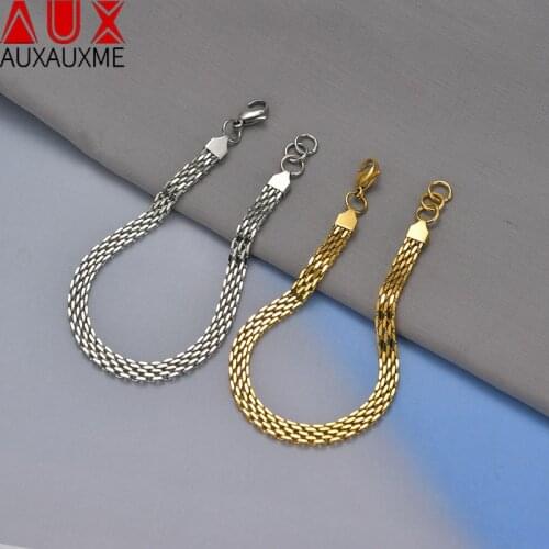 Auxauxme New Style Fashion 6MM Stainless Steel Adjustable Bracelets Link Chain For Male Female High Quality Jewelry Wholesale