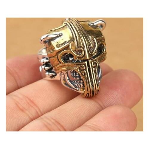 925 Silver Punk Ring Sterling Skeleton Man Ring Pure Silver Skull Ring