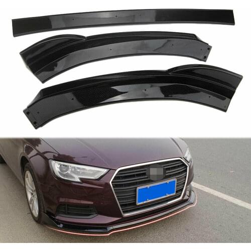 Carbon Fiber Style Car Front Bumper Lip Spoiler Cover Trim For Audi A3 2017-2019