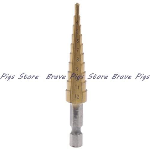 3-12mm Coated Stepped Drill Bits Hex Handle Drill Bit Metal Drilling Power Tool