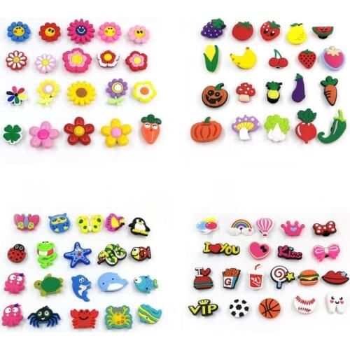 20pcs/lot animals flowers PVC Shoe Charms for holes on Shoes Bands Shoe Buckles Jibitis Ornaments Bebes Accesorios Decor Gifts