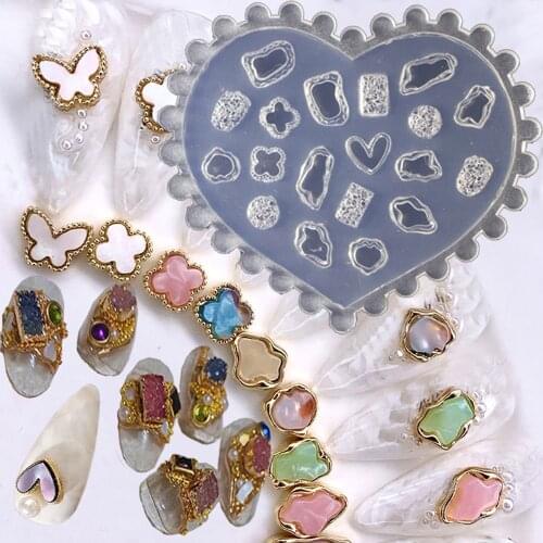 12 Style Japanese Silicone Carved DIY Nail Art Mold 3D Nail Sticker Nail Jewelry Bownot Mold Nail Decoration Nails Gel Template