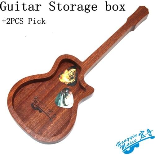Acoustic Guitar Accessories Guitar Solid Sapele Wood Storage Box For Paddle