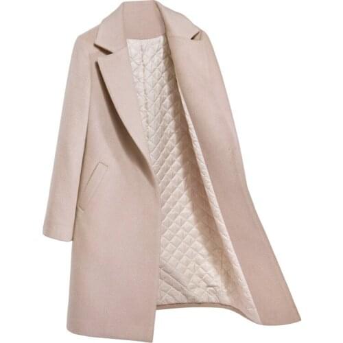 Womens fashion woolen coat long section of new winter clothes thick woolen coat ladies professional women straight wild jacket