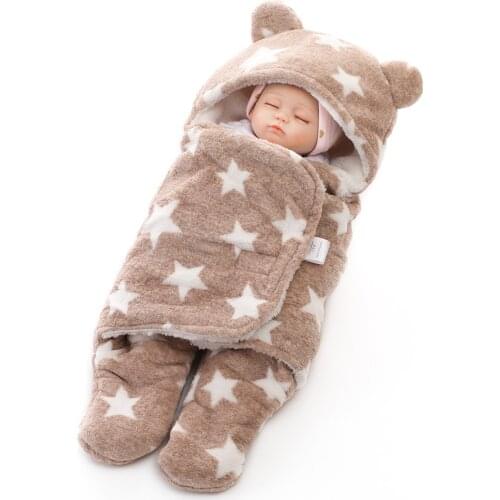 65X75cm Winter Baby Swaddle Blanket Baby SwaddlingThick Warm Baby Sleeping Bag Swaddle Blanket Baby Accessories Newborn