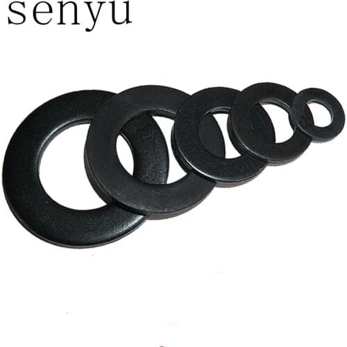 100pcs/lot M4 M5 M6 M8 M10 M12 M14 M16 8 Level Pad Black Carbon Steel Flat washer Ring Washer Plated Flat Spacer Gasket