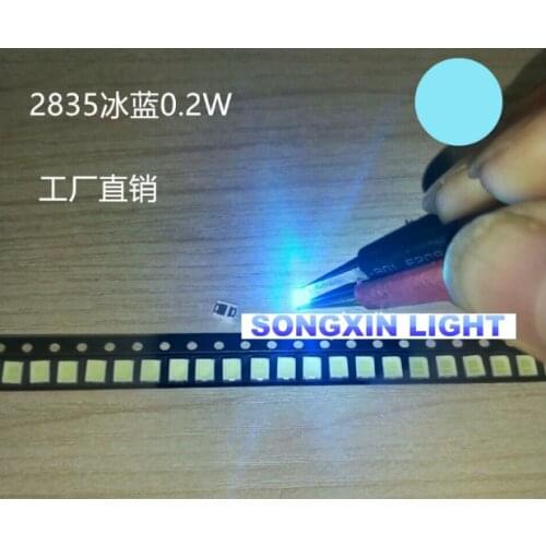 100pcs/lot LED lamp beads ice blue SMD 2835 0.2W Super highlight light-emitting diode Still 3V