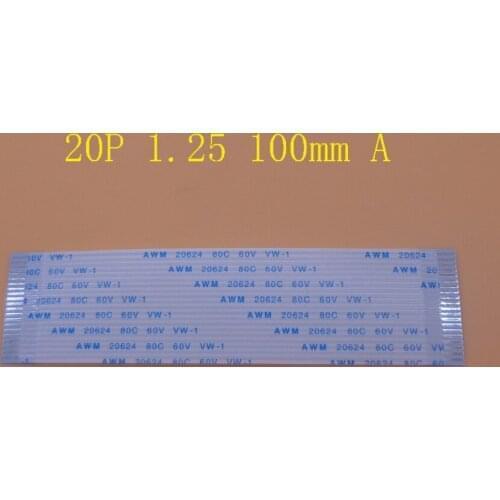20pcs FFC FPC 20pin flat flexible cable 1.25mm pitch 20 pin forward Length 100mm Width 26.25mm Ribbon 20p AWM 20624 80C 60V VW-1