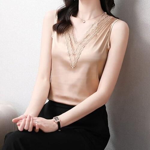 2021 Plus Size Woman V-neck Embroidery Blouses Satin Blouse Tops Silk Women Blouses Elastic Lace Shirt Woman Tops Blusas 13769