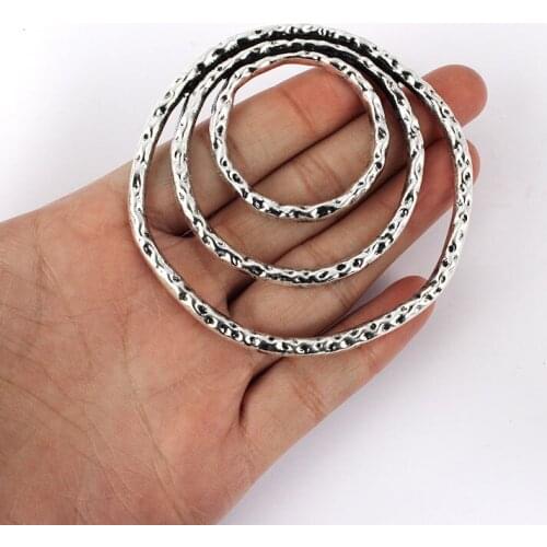 3PCS Antique Large Harmmered Round Circle Charms Pendants for DIY Jewelry Findings Making 70x70mm
