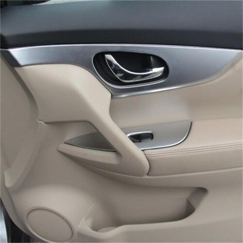 ABAIWAI Car Inner Door Handle Window handrail Stickers For Nissan X-Trail Auto Parts Protector abs Chrome XTrail 2014 2015 2016
