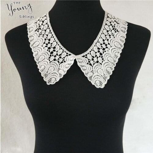 White milk fiber Laces fabric collar Baby hair bands Embroidery Hollow out Detachable collar Craft materials Dress Accessories