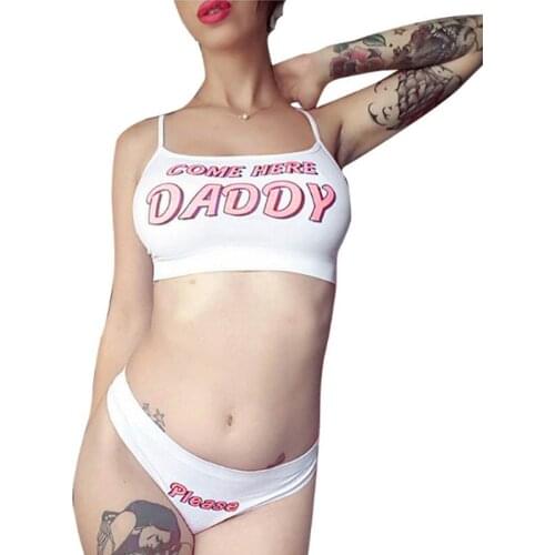 Erotic women Sexy babydoll Sleeveless Summer Harajuku Kawaii Cropped Feminino Bikini Letter Print Tank Top sexy lingerie