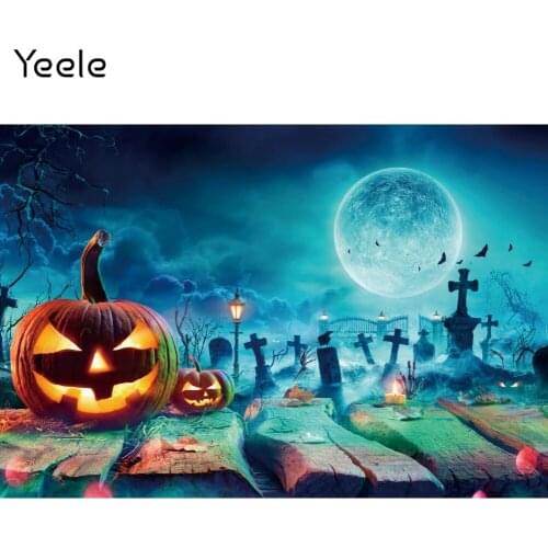 Yeele Halloween Backdrop Wooden Board Moon Pumpkin Lantern Bets Photocall Background Photographic Photography For Photo Studio