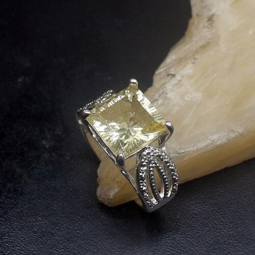 Gemstonefactory Jewelry Big Promotion Single Unique 925 Silver Royal Yellow Citrine Women Men Gifts Band Rings 9# 20212971