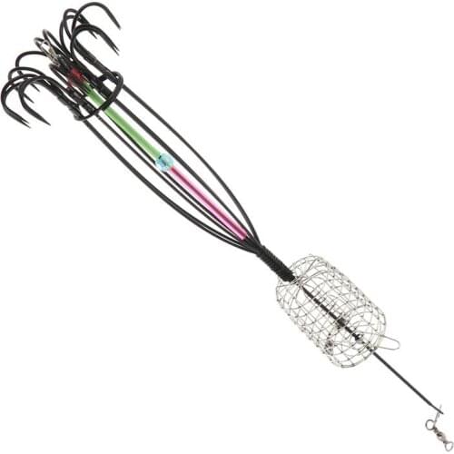 1Pc New Fishing Feeder Tackle Fishing Hook Stainless Steel Trap Spring Cage Bait Container Fully Fishing Accessories