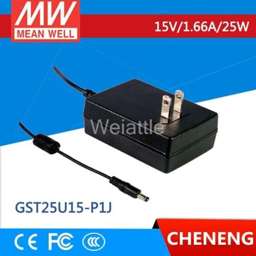 MEAN WELL original GST25U15-P1J 15V 1.66A meanwell GST25U 15V 25W AC-DC High Reliability Industrial Adaptor