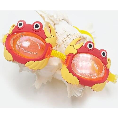Cartoon Cute Animal Decor Pool Swim Goggles Crab Child Boy Girl Gift Water Sports Anti Fog Waterproof Diving Silicone Glasses