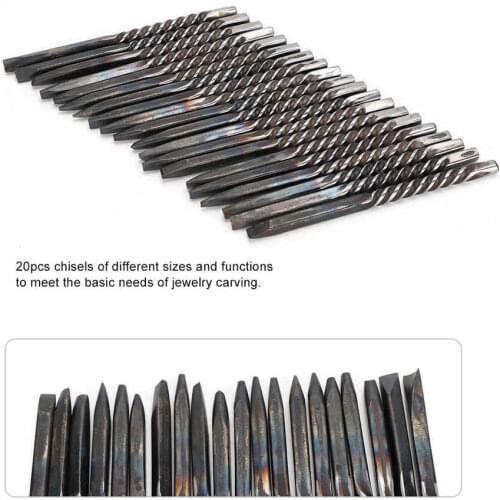 20Pcs/Set Professional Jewelry Anvil Chisel Tools Quality Wear Resistant Jewelry Processing Making Carving Tools for Jeweler