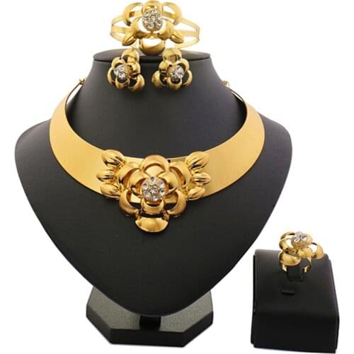 Longqu 2021 Dubai gold bridal jewelry set Wholesale Nigerian wedding accessories jewelry set African woman Costume jewelry set