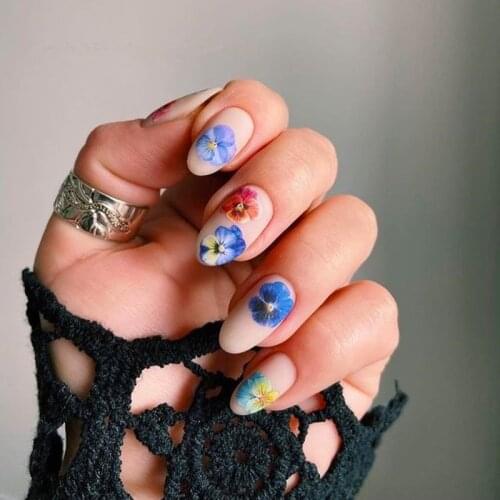 2021 New 3D Nail Art Stickers Bohemia Dark Blue Flowers Image Nails Stickers for Nails Sticker Decorations Manicure