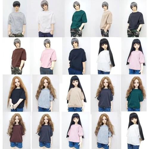 1/3 1/4 1/6 Fashion Clothes For Dolls Cotton Half Sleeve T-shirt Solid Color Accessories For Bjd Dolls Clothes Toys For Children