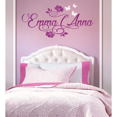 Perfect Quality Art Wall Sticker Flowers Butterflies Available in Custom Names Colors Vinyl Wall Decals Home Decor Bedroom ZA273