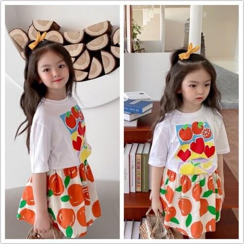 Pre-sale March 20 Summer sweet girls' dresses baby girls clothes cotton soft Cute fruit print kids dresses