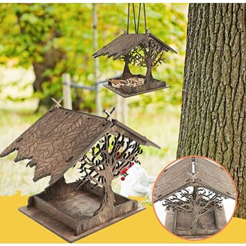 Hanging Hummingbird Feeder Nesting Wooden Birdhouse Garden Decor Handmade Bird Feeder Wooden Ring Toss Ornaments Outdoor UD88