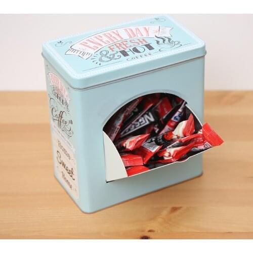 Metal Rectangle Storage Tank Classical Nordic Snack Storage Box Home Organizer Flip Cover Coffee Sugar Tea Container Box bottle