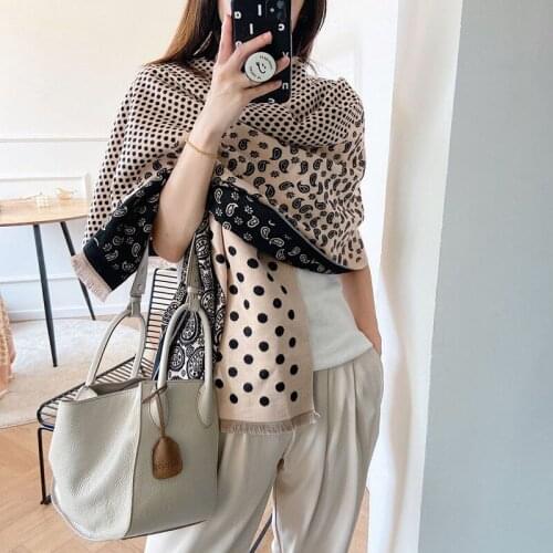 Luxury Cashmere Winter Scarf Women Thick Pashmina Dot Paisley Scarves Thick Blanket Female Hijab Bufanda Stoles Shawl Wrap