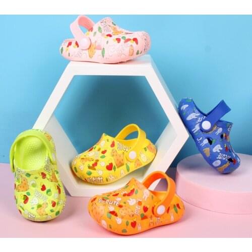 Childrens sandals 2021 summer cute cartoon garden shoes girls boys beach shoes candy color holes non-slip breathable baby shoes