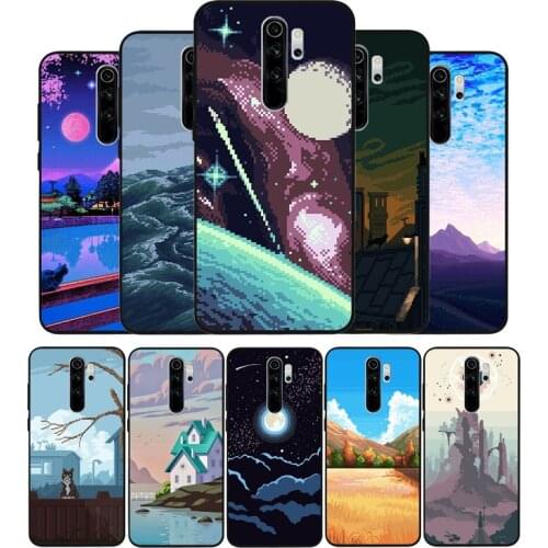 Art Pixel Aesthetic black Silicone Phone Case For Redmi note 9 8 7 Pro S 8T 7A Cover