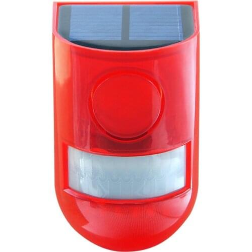 Solar Sound Alert Flash Warning Sound & Light Alarm Motion Sensor 110 Decibels Siren Strobe Security Alarm System for Farm