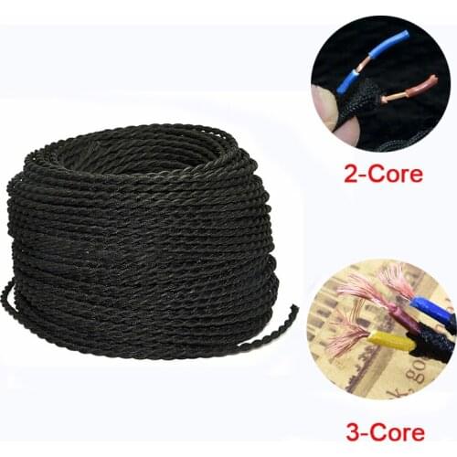 Vintage Twist 2 3 Core Braided Fabric Cable Flex Lighting Lamp Wire Bar Restaurant Bedroom Stylish DIY Light Line 1/2/5/10 Meter