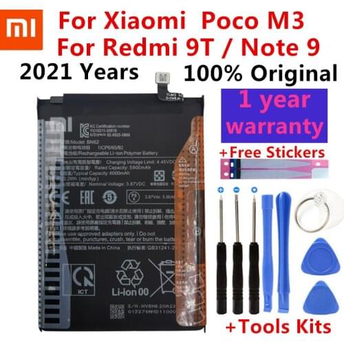 Xiao Mi Original 6000mAh BN62 Phone Battery For Xiaomi Redmi Note9 4G High quality Batteries With Tools+Tracking number