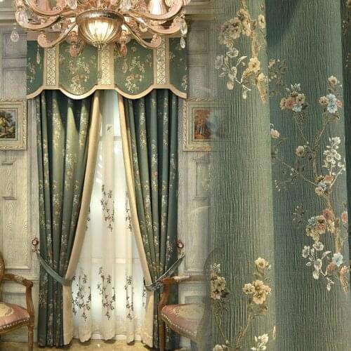 European French American Villa Living Room Bedroom High Precision Silk-like Positioning Jacquard Curtain Cloth