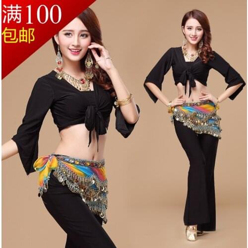Bellydance Costume Bellydance 2016 Real Women Cotton Belly Dance Skirt Square Costumes Suit Top S06+pants K26 2pcs Set