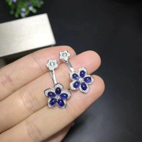 Natural blue sapphire personality grace Sunflower drop earrings 925 silver natural gemstone earrings women party fine jewelry