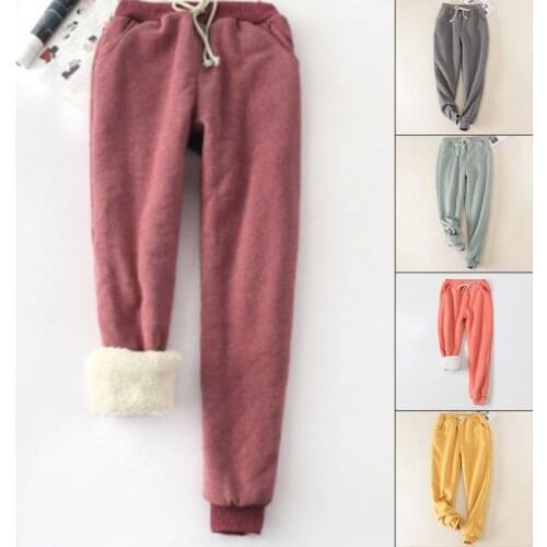 Plus Size S-3XL Womens Warm Lined Athletic Sweatpants Joggers Fleece Sport Outwear Pants Support Drop Shipping