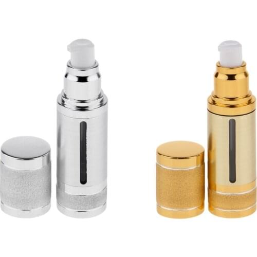 2pcs Cosmetic Airless Bottles Plastic Treatment Pump Bottle Silver Gold Frosted Cap 30ml