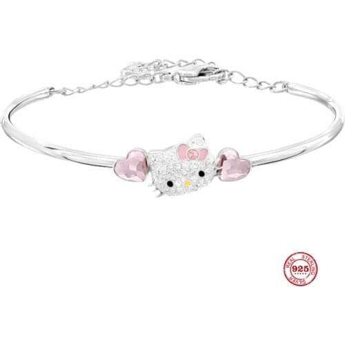 2020 New Fashion Charm Pure Original 1:1 Copy, Cute Pink Hellokitty Fashion Bracelet Female Luxury Jewelry Gifts