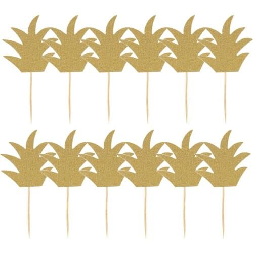 24pcs Glitter Pineapple Cupcake Pick Cake Topper Birthday Party Decor Gold