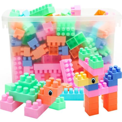 300Pcs Children DIY Building and Construction Big Block Toys/ Kids Baby Creative Macaroon Color Blocks Educational Toy for Gift