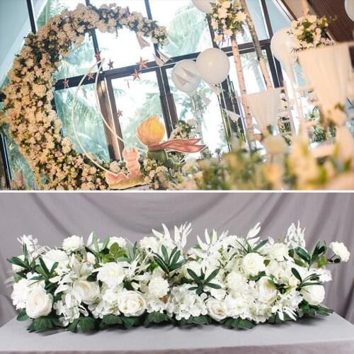 50/100cm Road Cited Artificial Flowers Row Wedding Decor Flower Wall Arched Door Shop Flower Row Window T Station Christmas