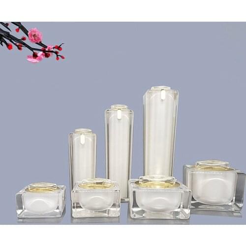 6pcs 10/15/30/50g White Acrylic Eye/Face Cream Jar 30/50/100ml DIY Empty Cosmetic Lotion Packing Container Sub Bottling