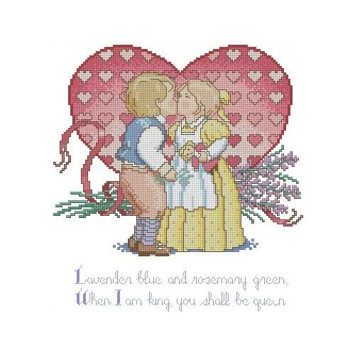 Free delivery Top Quality popular counted cross stitch kit eternal kiss when I am king you shall be queen big heart