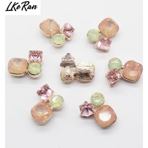 Hot Sales 10pcs/lot 1.2 inch*1.03 inch Alloy Acrylic Rhinestone button flat back Embellishment diamond Brooch